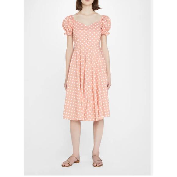 Caroline Constas Savannah Trad Cottagecore Puff Sleeve Polka Dot Dress Small - Picture 1 of 13
